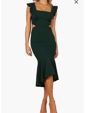 Yvonne Ruffle Trim Cutout High-Low Dress